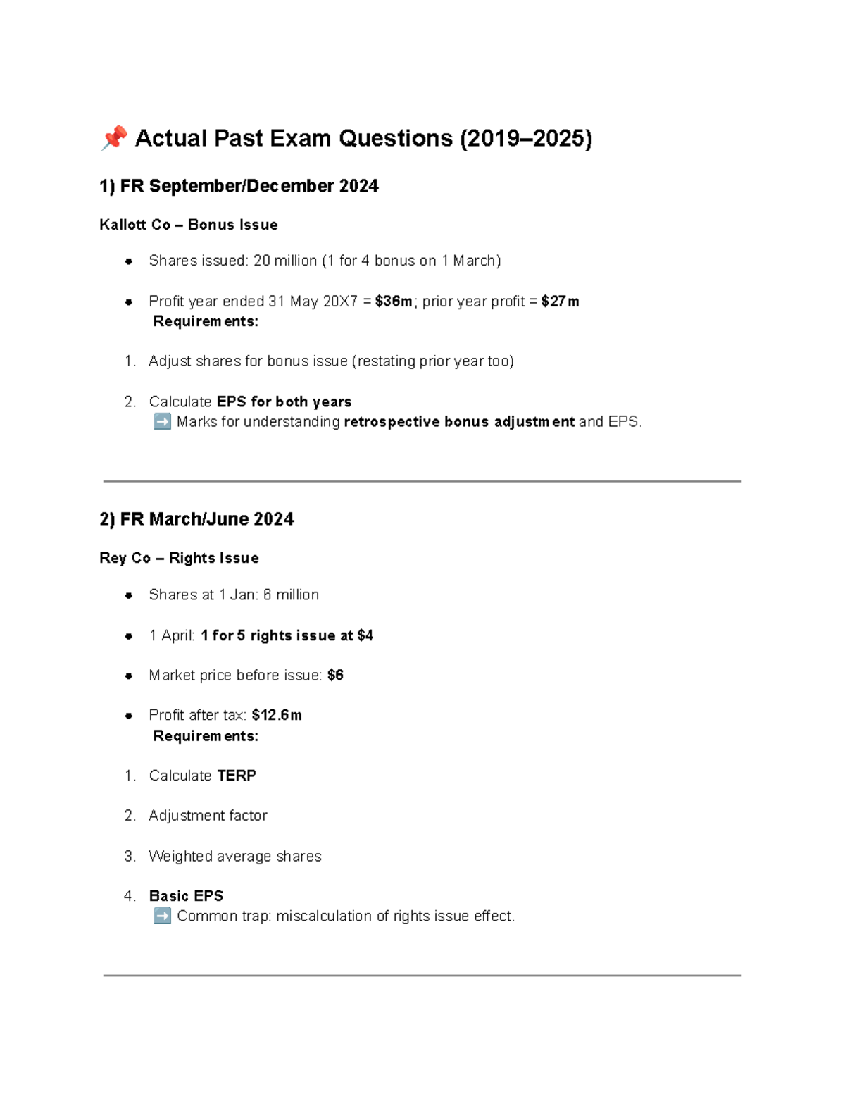 EPS Practice Questions - FR 2024 Past Exam Papers - Studocu