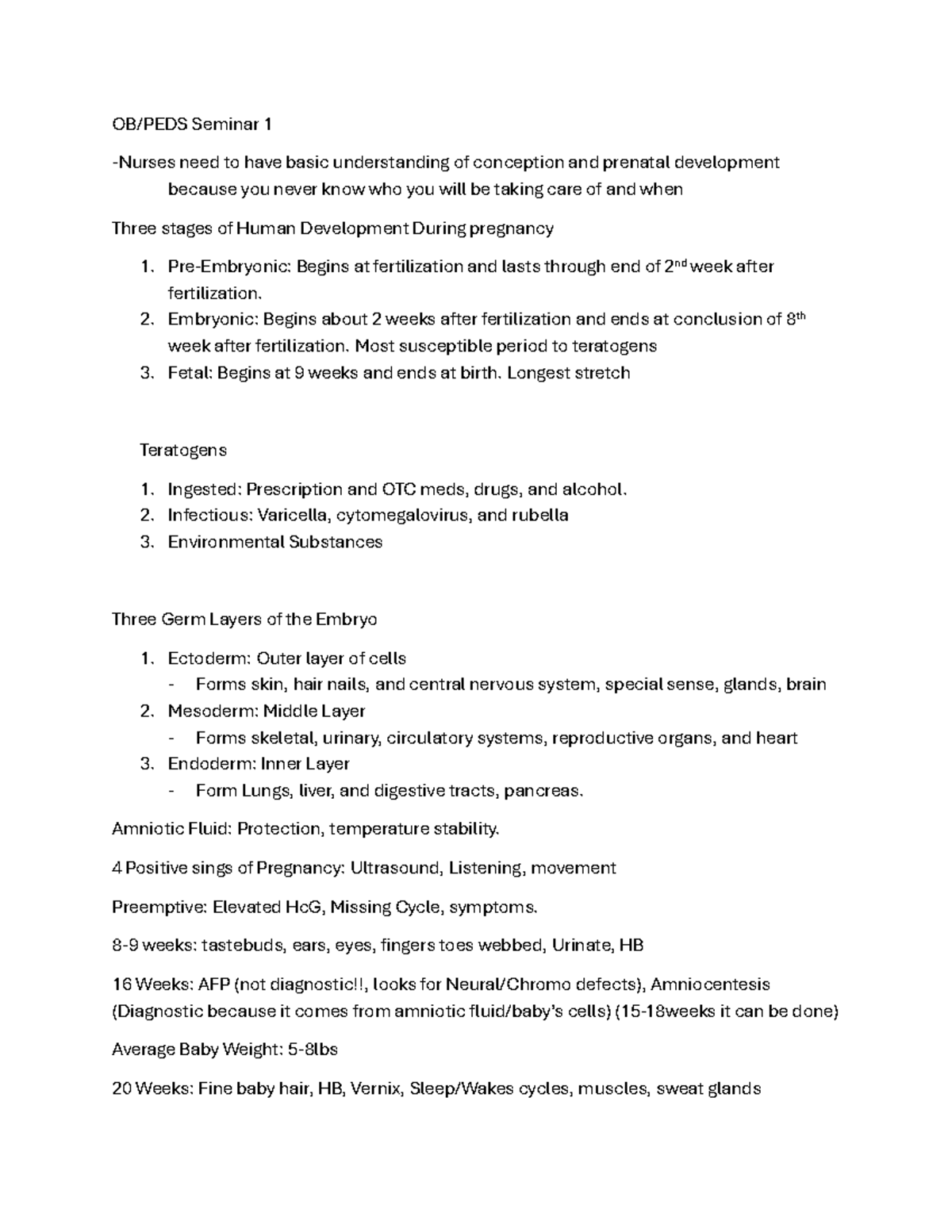 Seminar 1 OB&PEDS: Understanding Conception & Prenatal Development ...