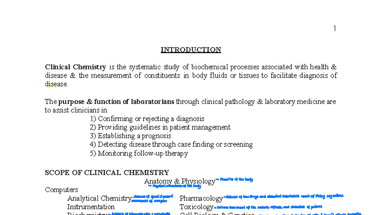 CC1 P1 - Lecture Notes on Clinical Chemistry Fundamentals - Studocu