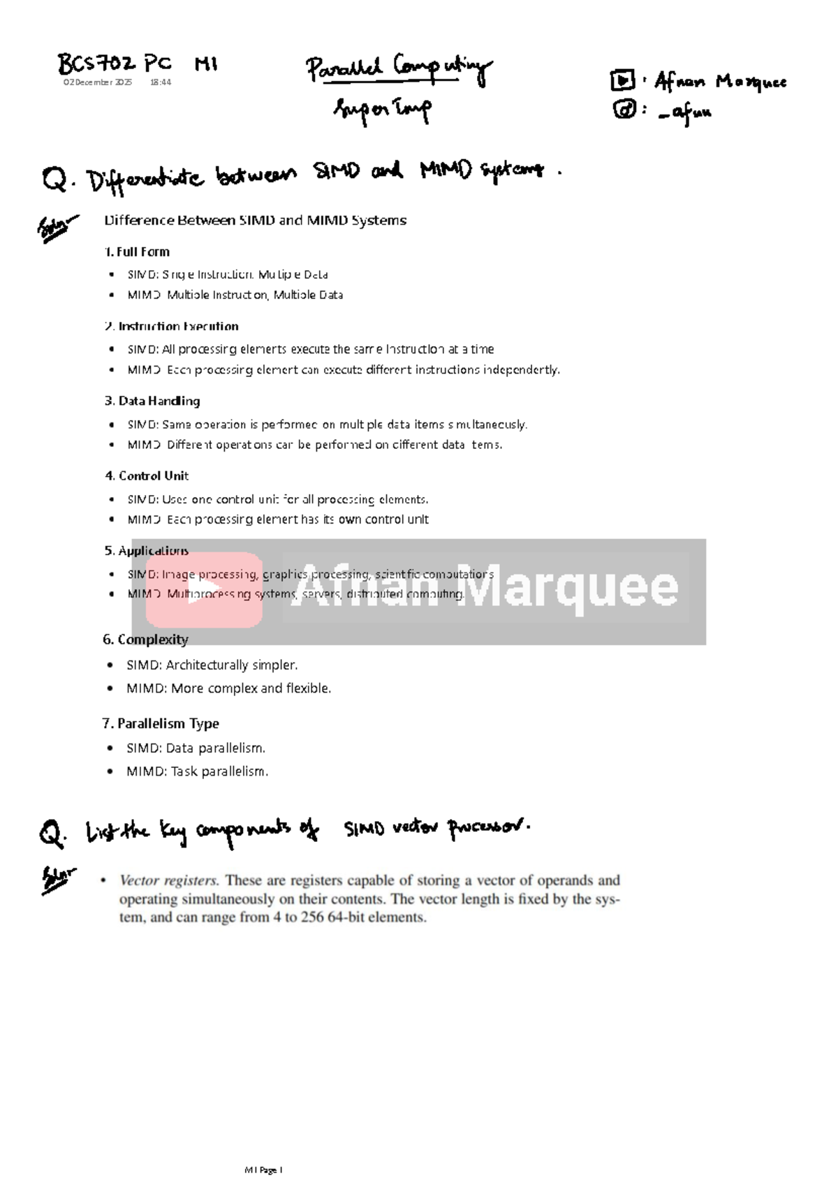PC M1 Super IMP @Afnan Marquee - Parallel Computing - 02 December 2025 ...