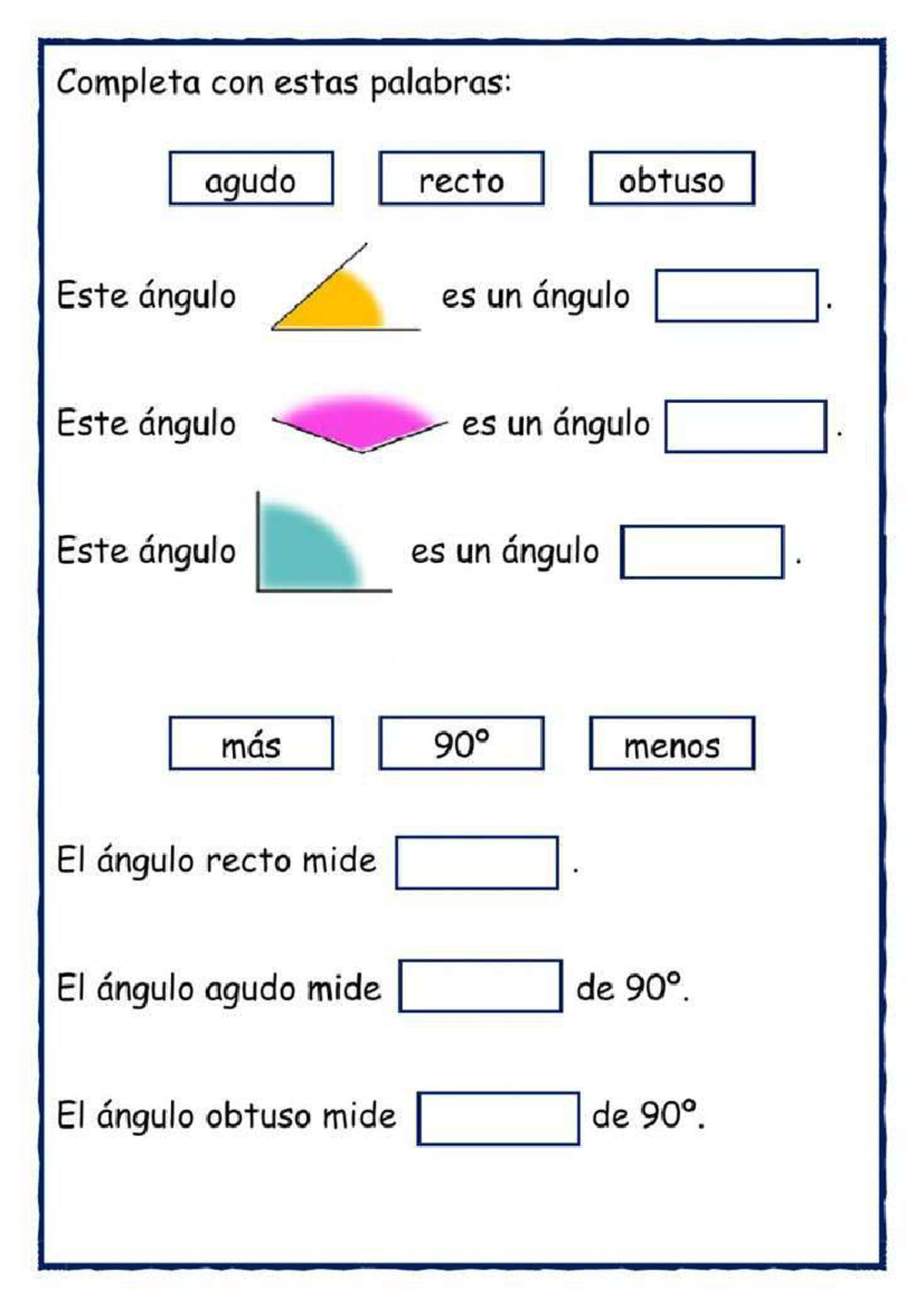 Tipos De Angulos Recto Agudo Obtuso Abc Fichas