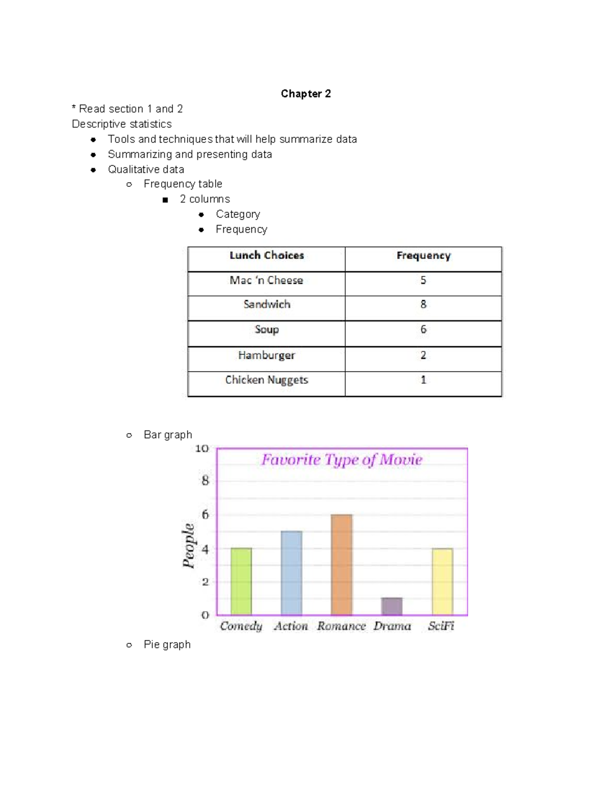 Chapter 2 Notes - Chapter 2 Read section 1 and 2 Descriptive statistics ...