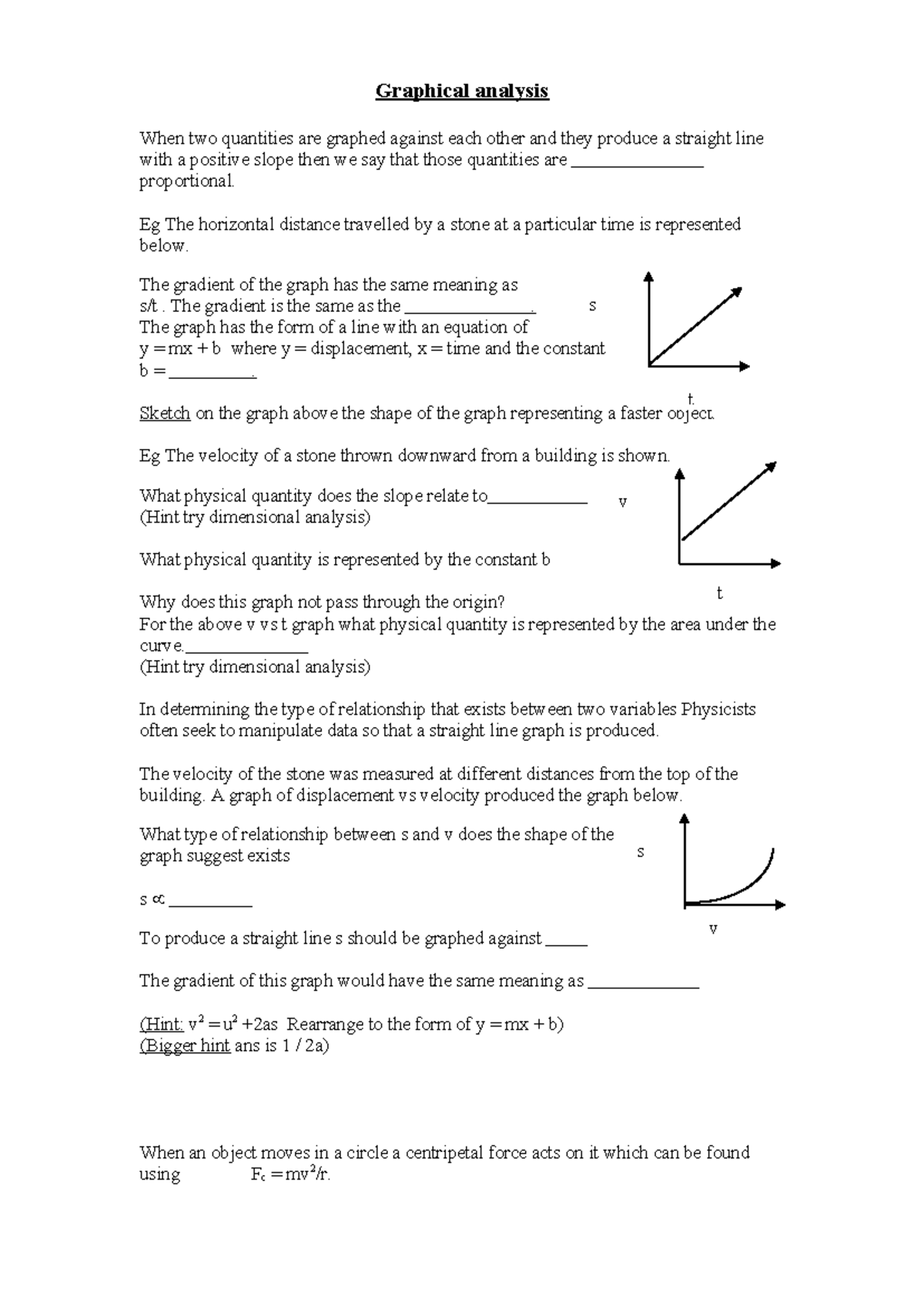 vectors and projections - Graphical analysis When two quantities are ...