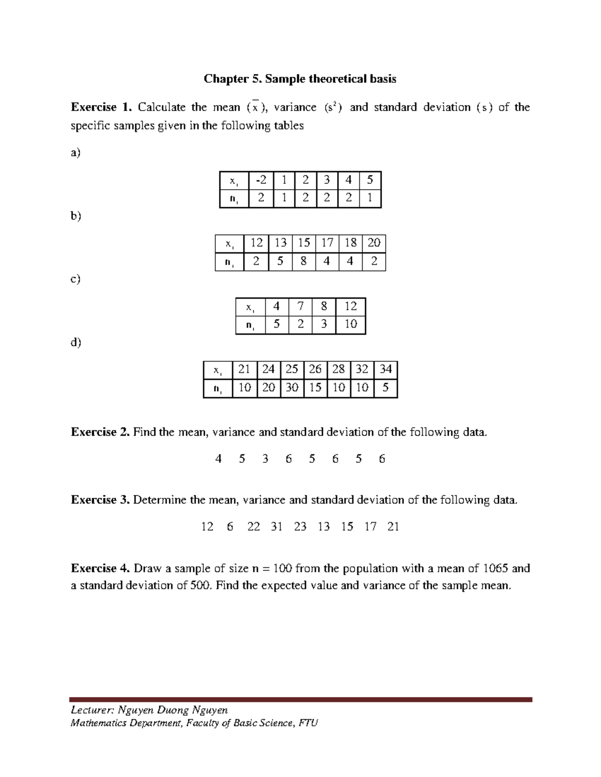 Chapter 5 Exercises: Probability Statistics (MATH101) - Studocu