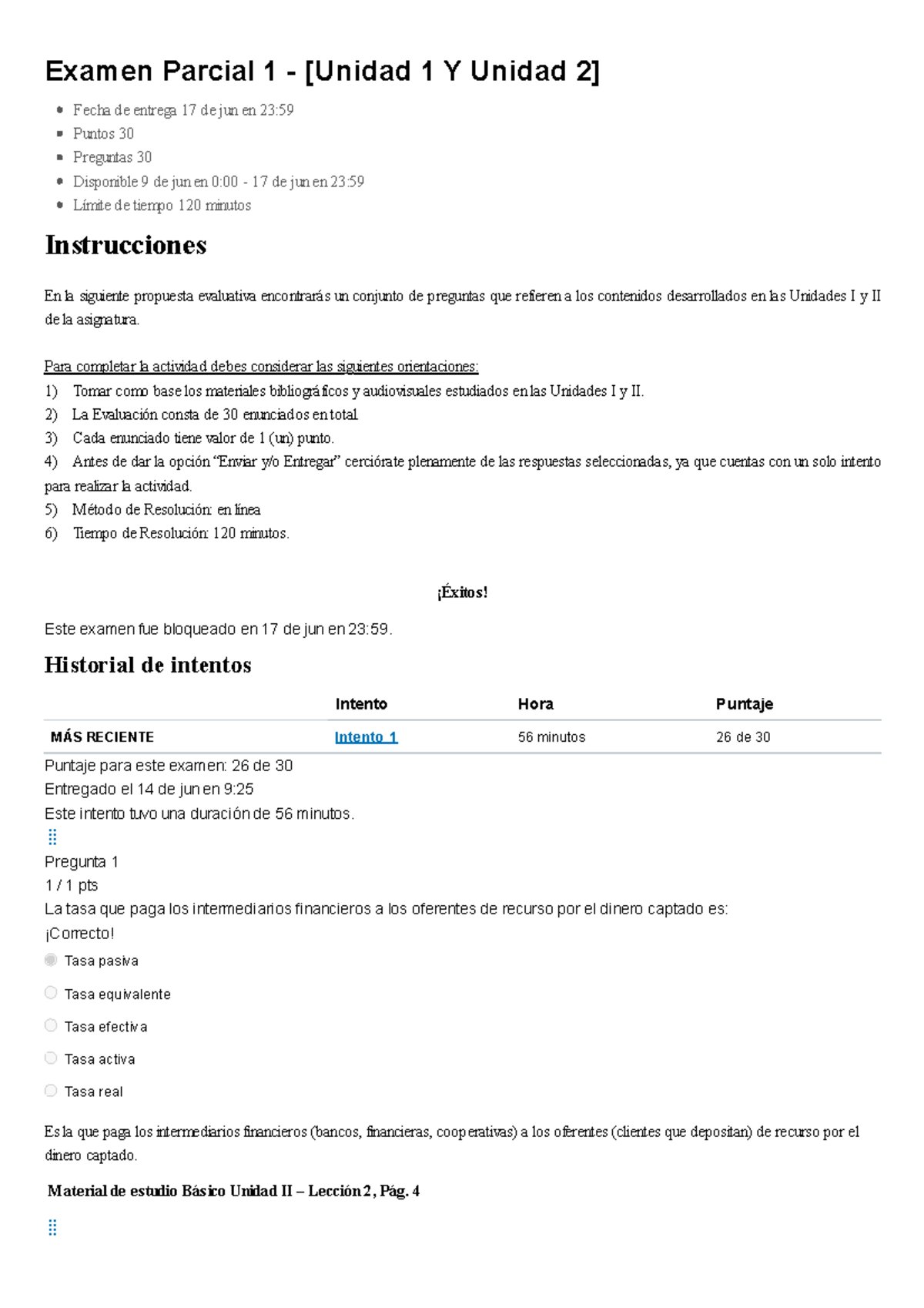 Examen Parcial 1 - Análisis Cuantitativo Financiero: Unidades I y II ...