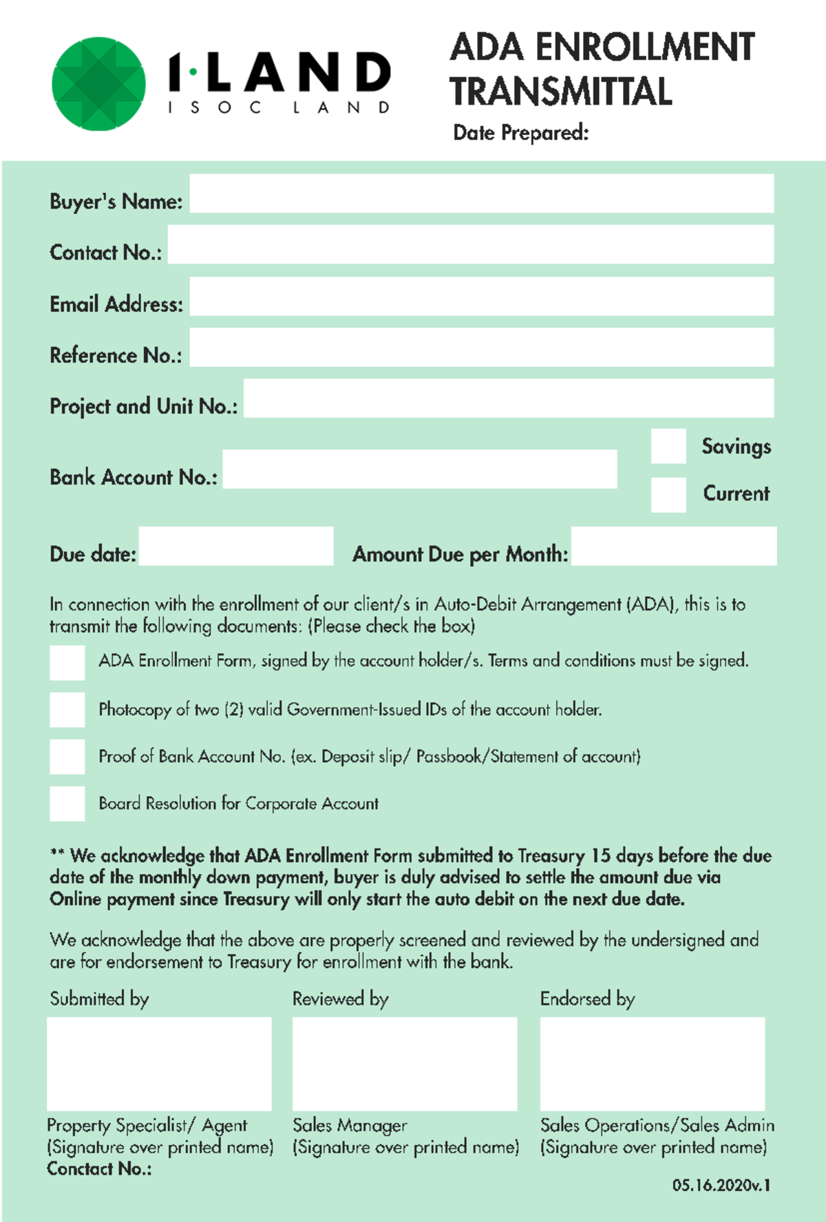 ADA Enrollment Transmittal Document - Sales Operations 2020 - Studocu
