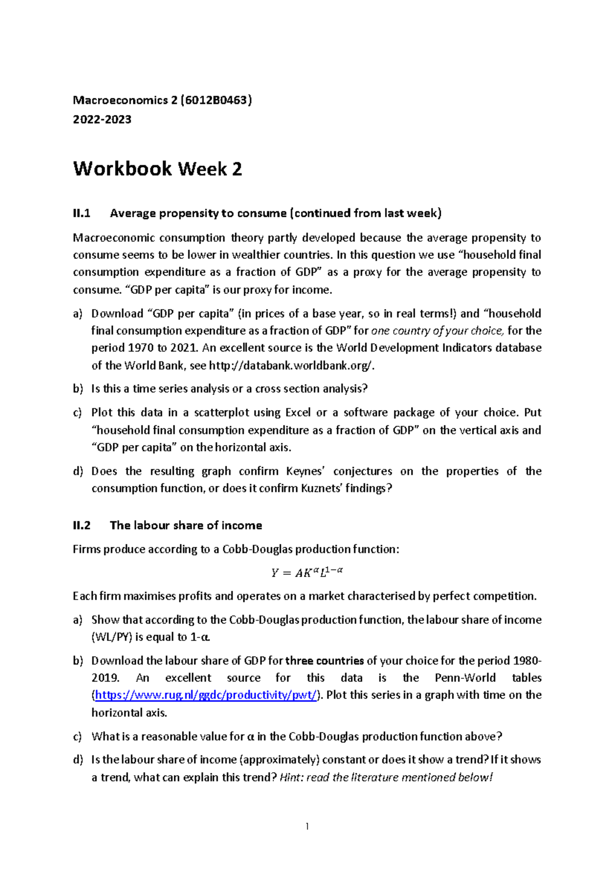 Macroeconomics 2 (6012B0463) - Week 2 Workbook Insights and Exercises ...