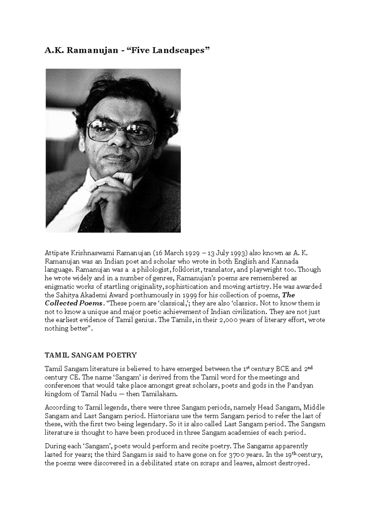 A.K. Ramanujan's 