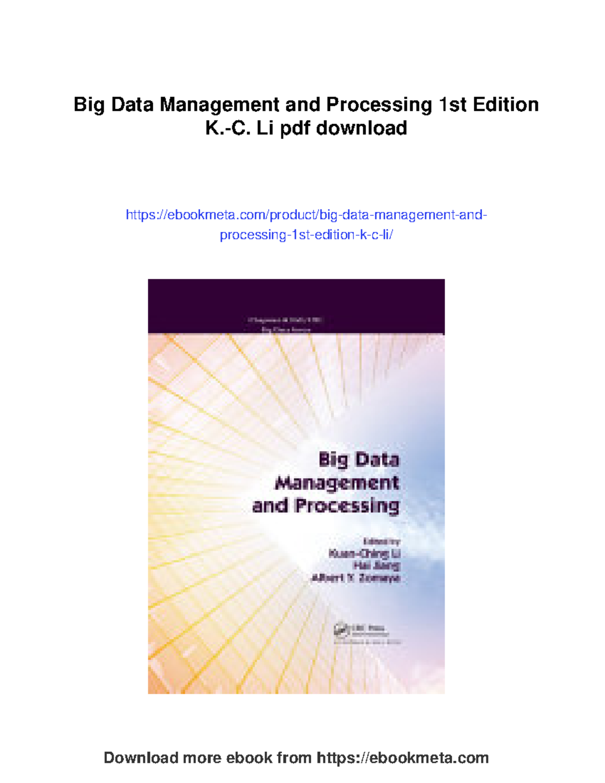 Big Data Management and Processing: Innovations and Applications - Studocu