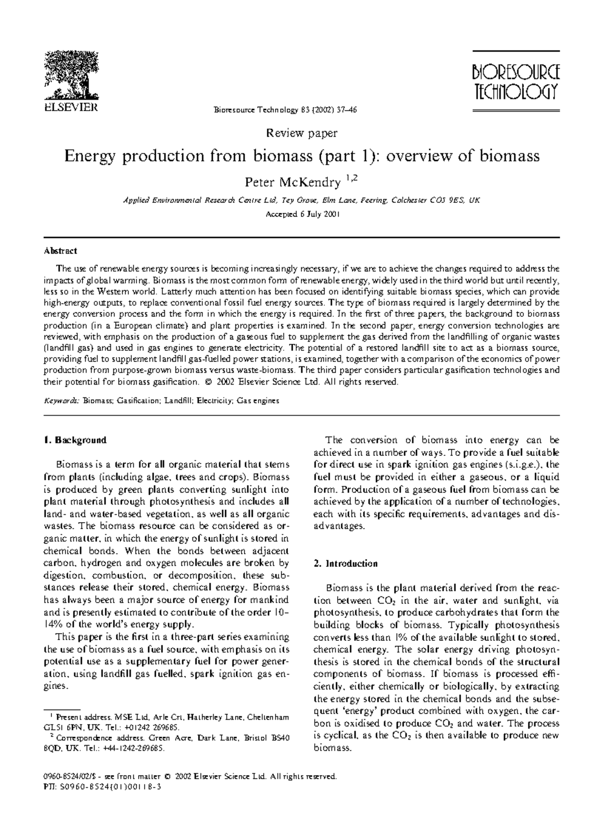 An overview of Biomass - vev - Review paper Energy production from ...