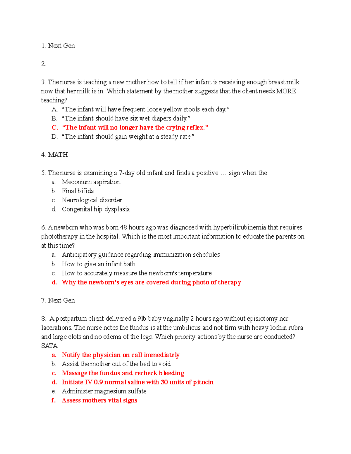 MATH 101: Maternity Final Exam Study Guide - Studocu