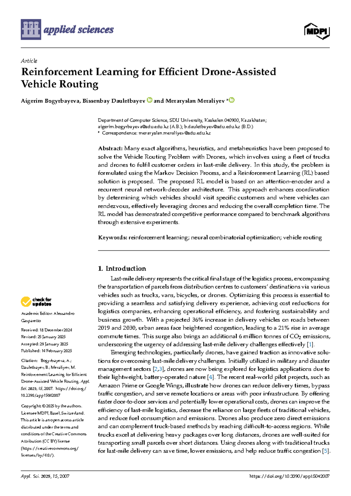 13. Reinforcement Learning for Efficient Drone-Assisted Vehicle Routing ...