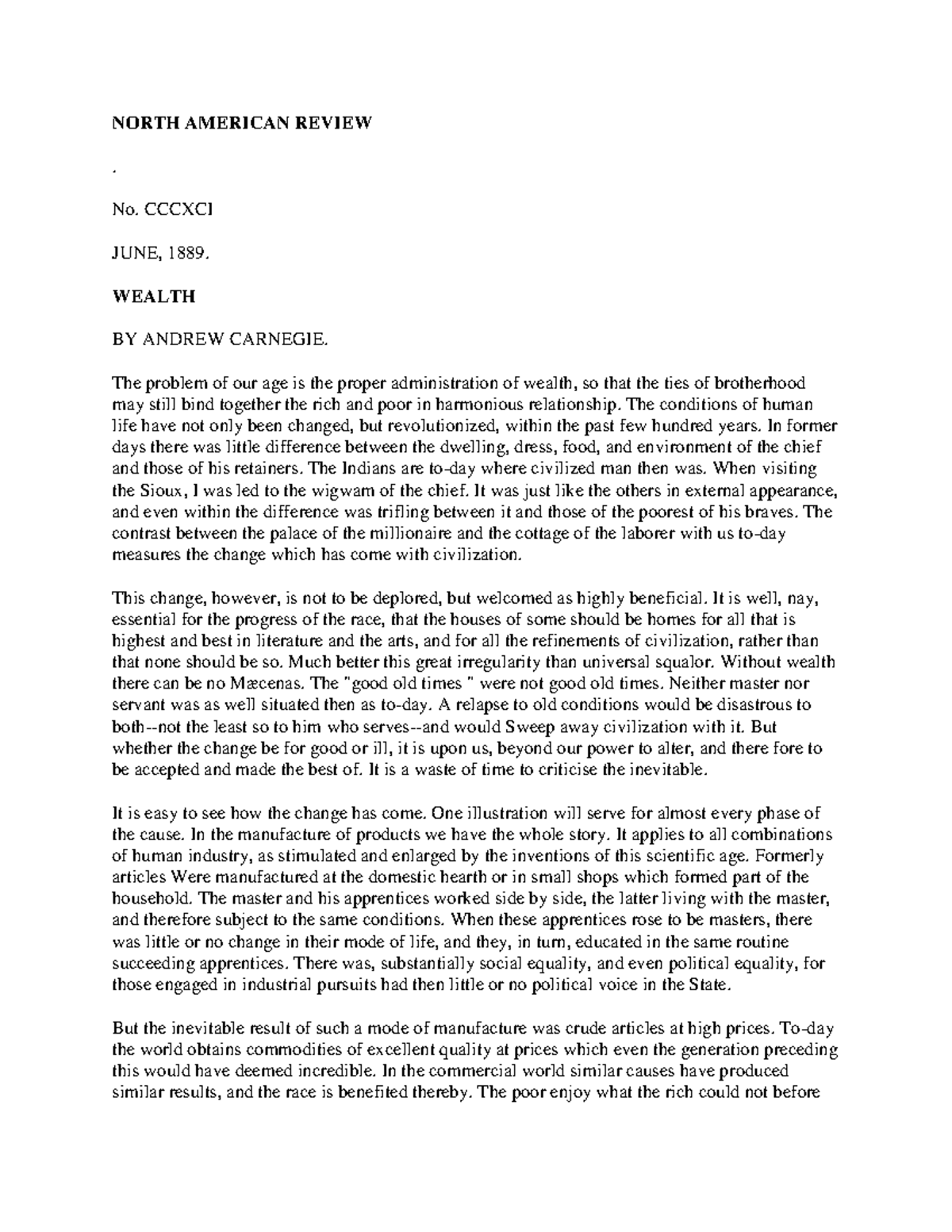 Gospel of Wealth - Notes on Andrew Carnegie's Philosophy - Studocu
