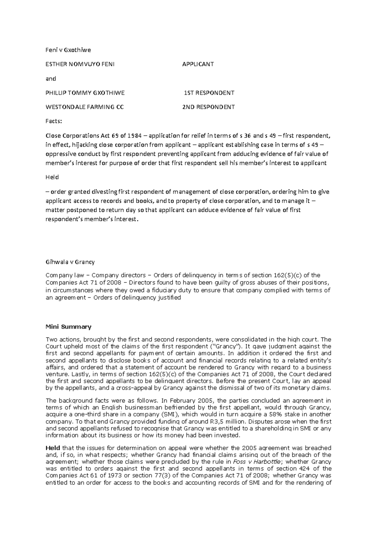Case Summaries: Key Legal Principles from Recent Judgments (2023) - Studocu