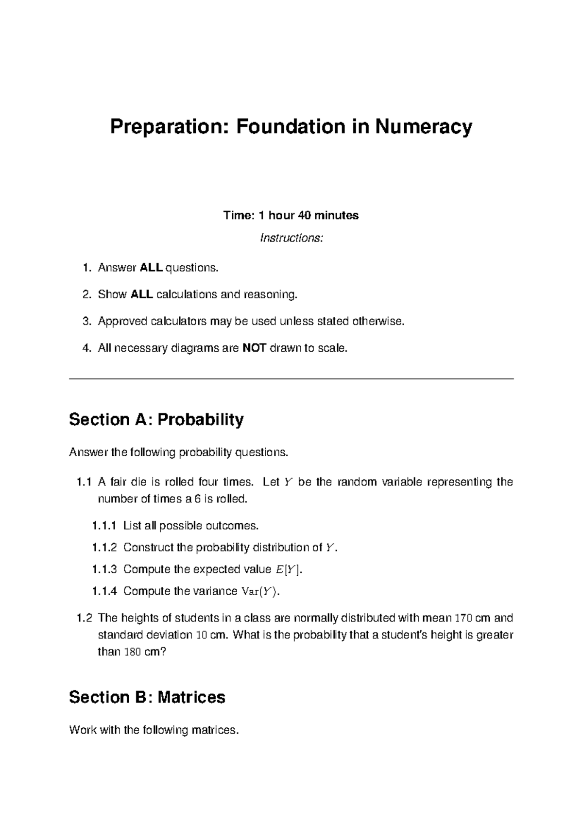 SFNB002: Preparation for Foundation in Numeracy Exam - Studocu