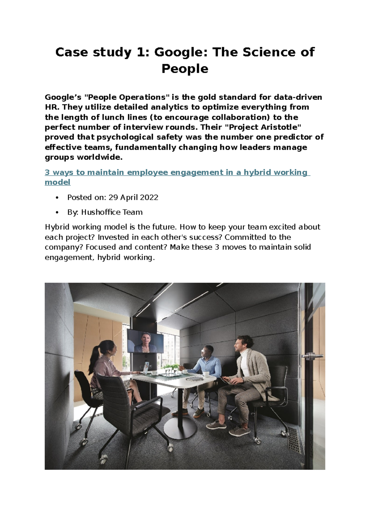 Case Study 1 & 2: Employee Engagement Strategies in Hybrid Work Model ...