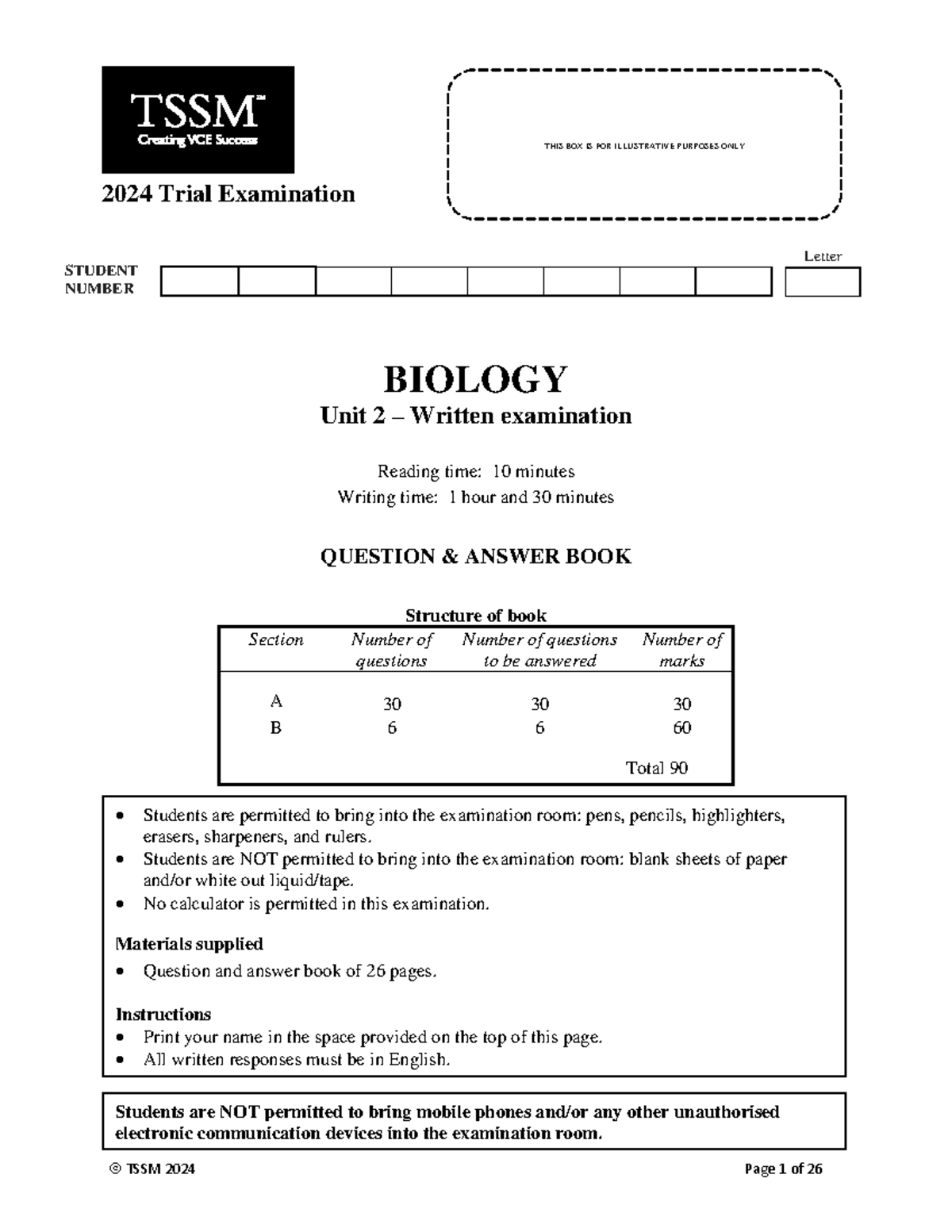 Biology 2024 Unit 2 Trial Exam Questions and Answers - Studocu