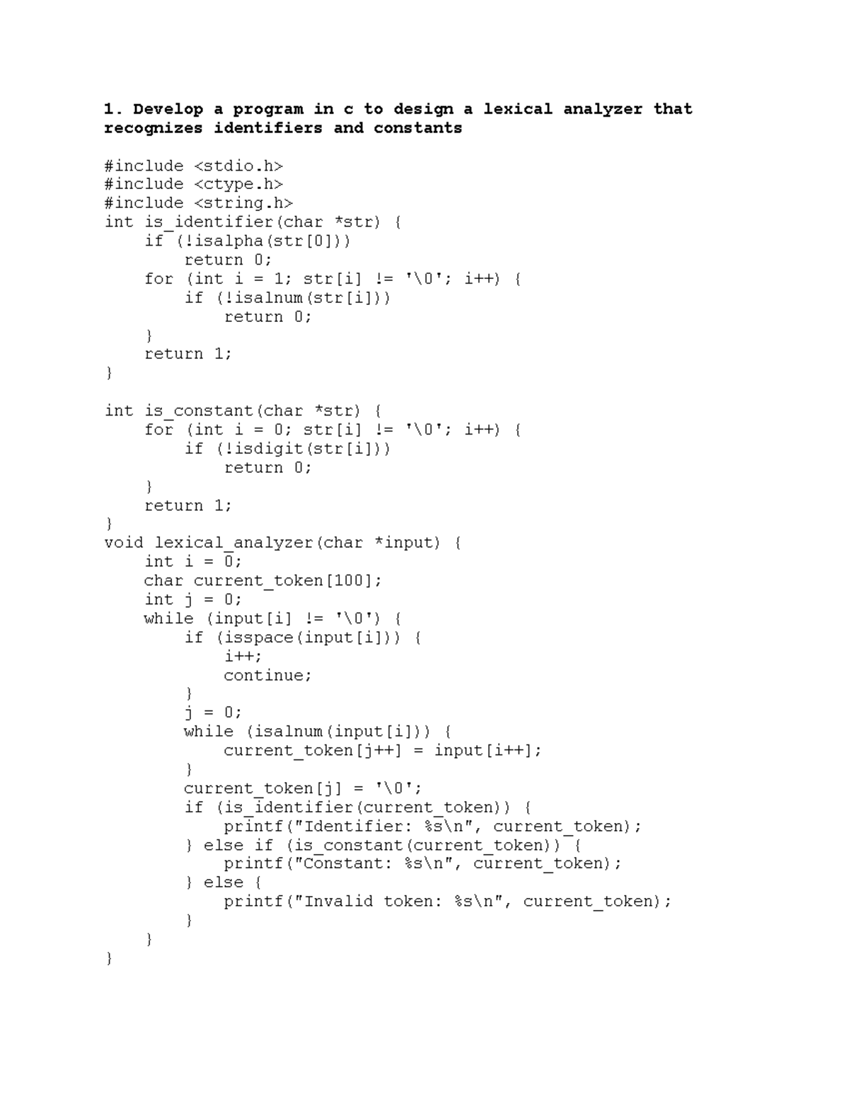 Compiler 1: Lexical Analyzer and Symbol Table Implementation - Studocu