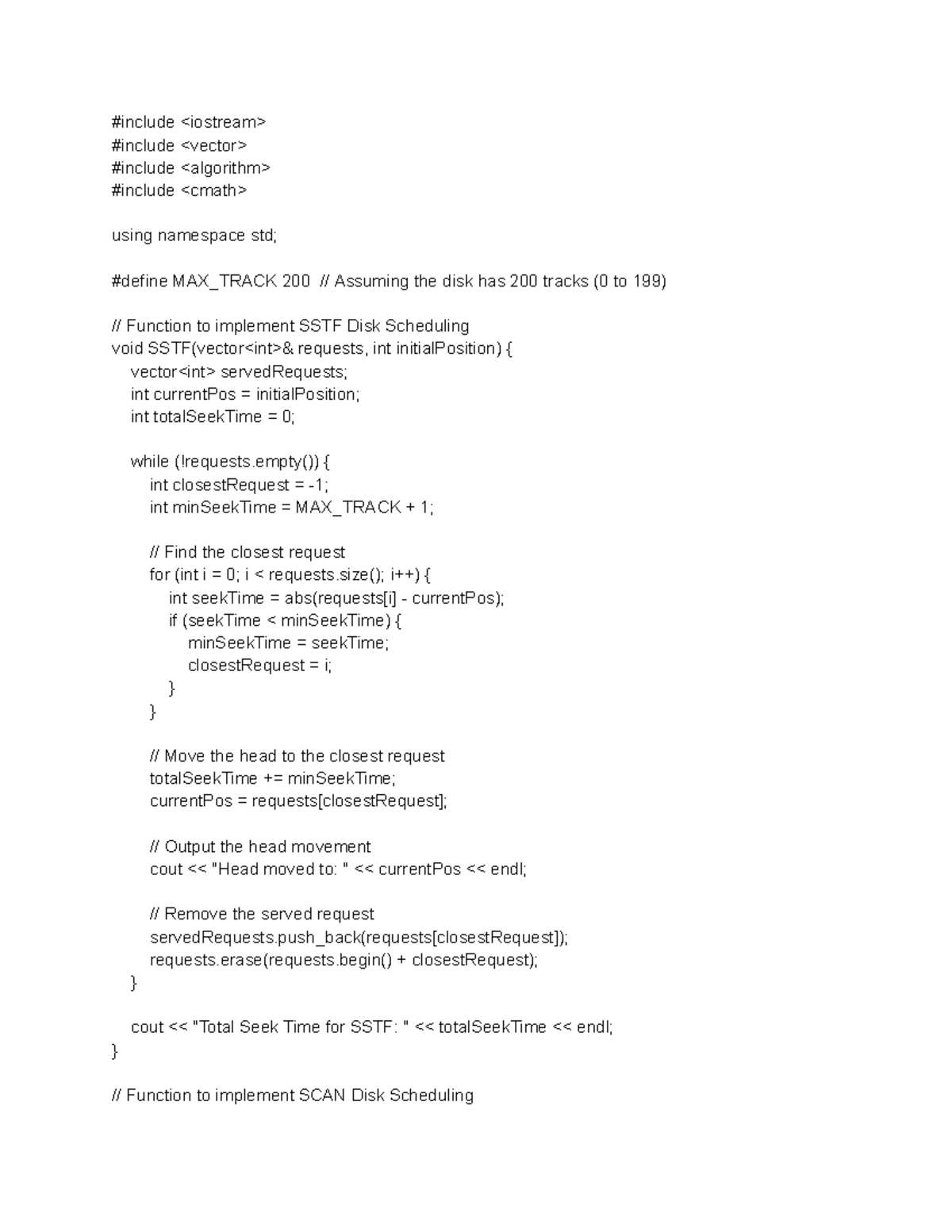 OSL 8 - SSTF and SCAN Disk Scheduling Implementation - Studocu