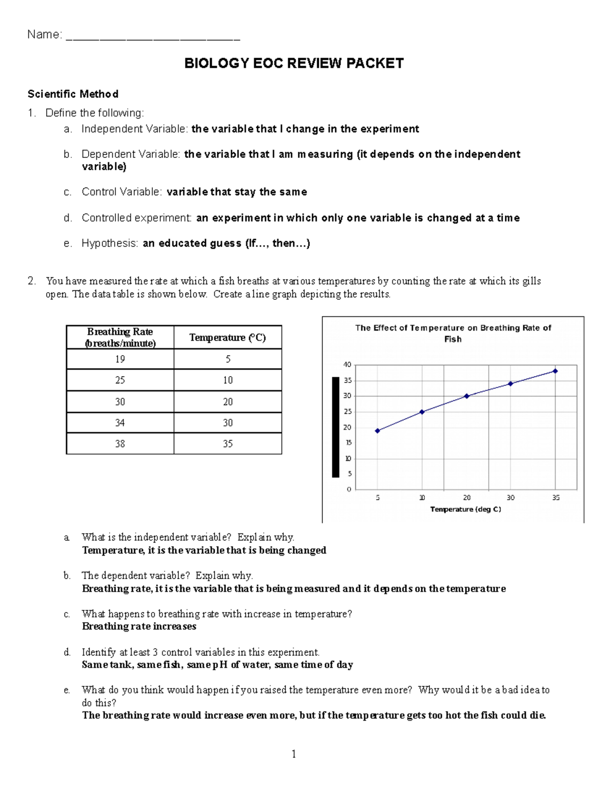 BIO 101 Final Exam EOC Review Packet Answers and Explanations - Studocu