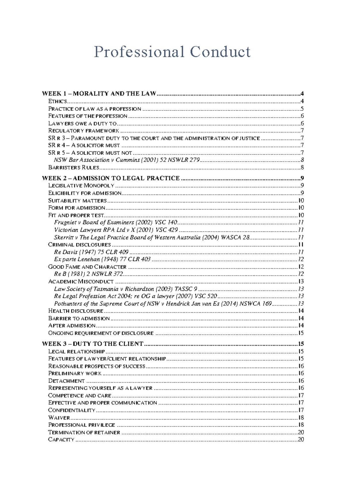 Ethics and Professional Conduct in Legal Practice (LAW 101) - Studocu