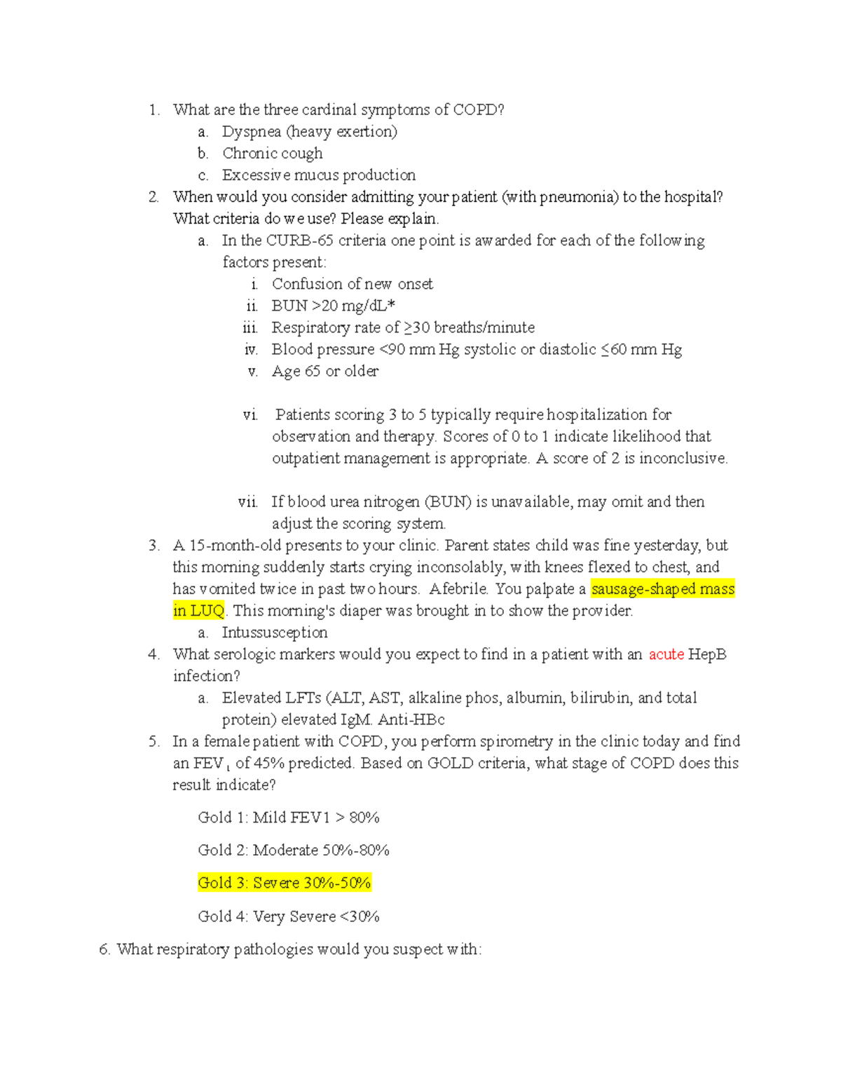 Kudos Questions Quiz 2: Key Symptoms & Criteria in COPD and Pneumonia ...