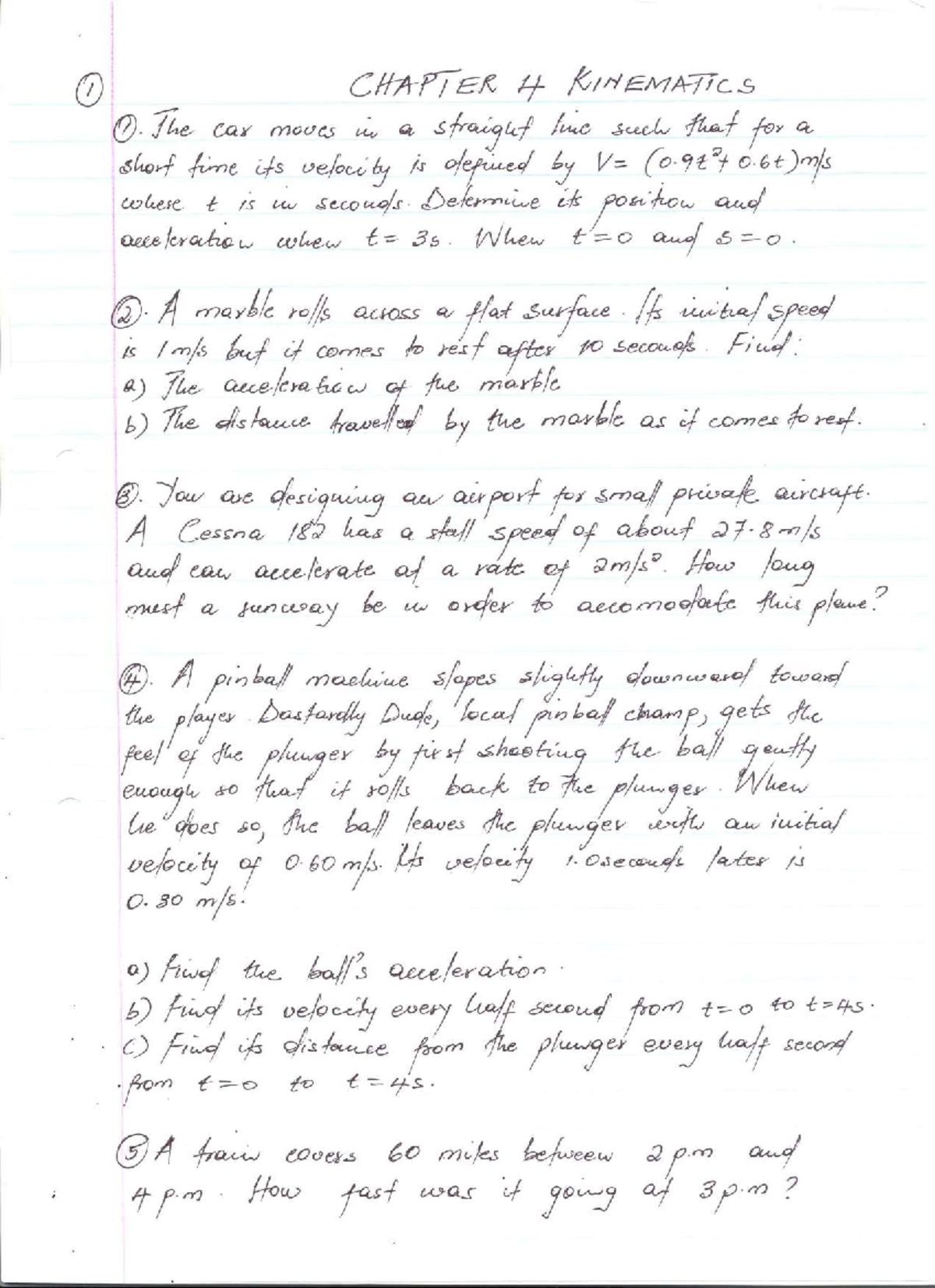 Chapter 4 Exercises: Kinematics Analysis and Problem Solving - Studocu