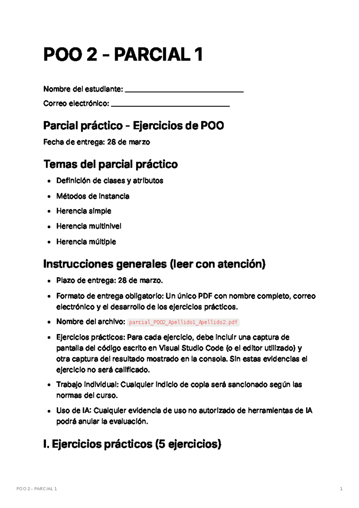 POO 2 - Parcial 1: Ejercicios Prácticos de Programación Orientada a ...