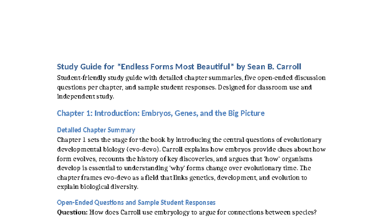 Endless Forms Most Beautiful: Complete Study Guide (Course Code) - Studocu