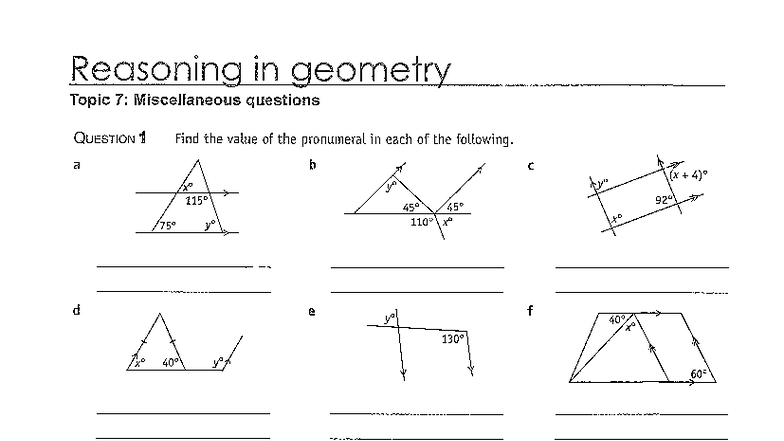 Reasoning in Geometry & Ratios: Topic Tests & Miscellaneous Questions ...