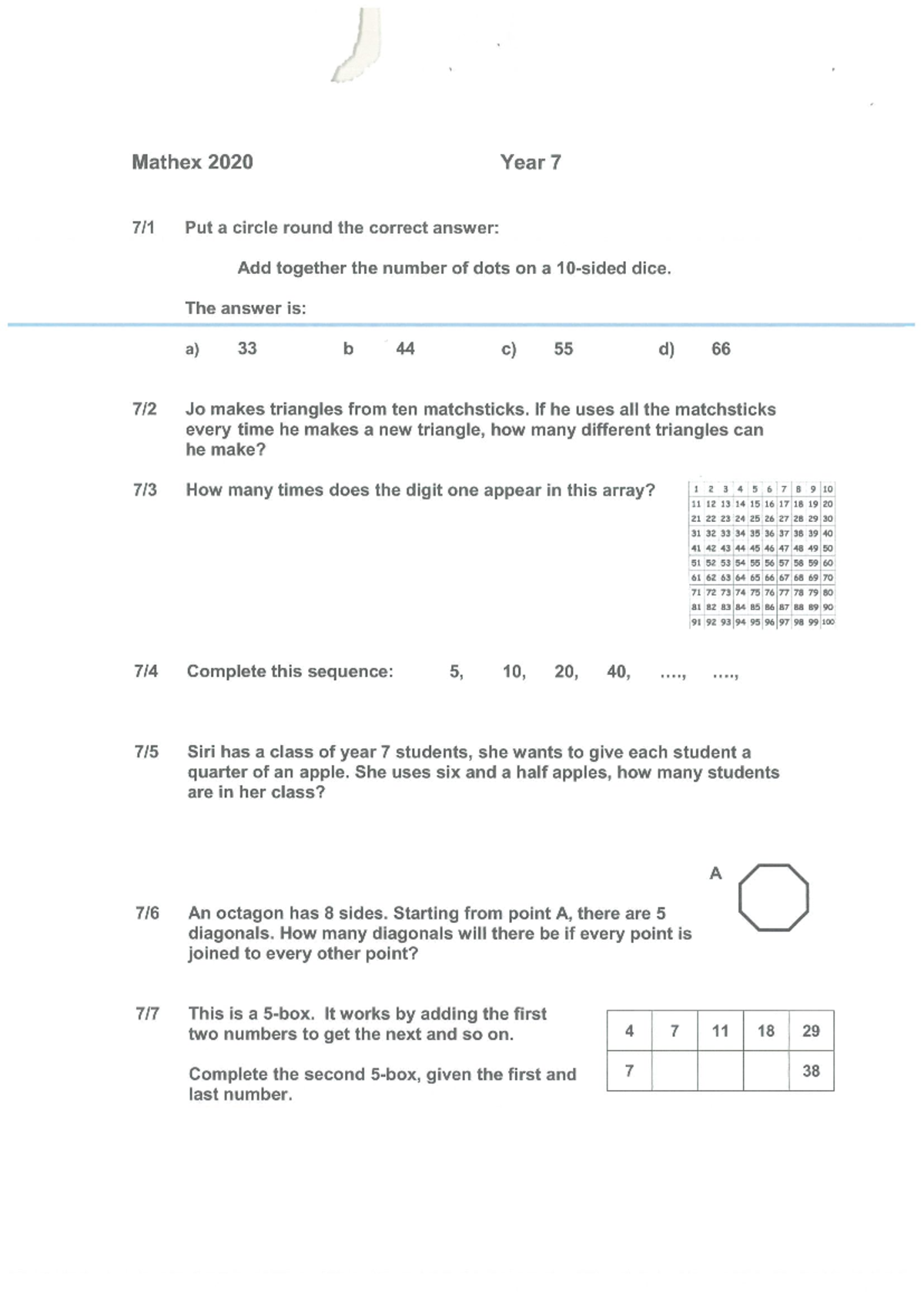 2020 Year 9 Math Practice Questions and Problem Solving - Studocu