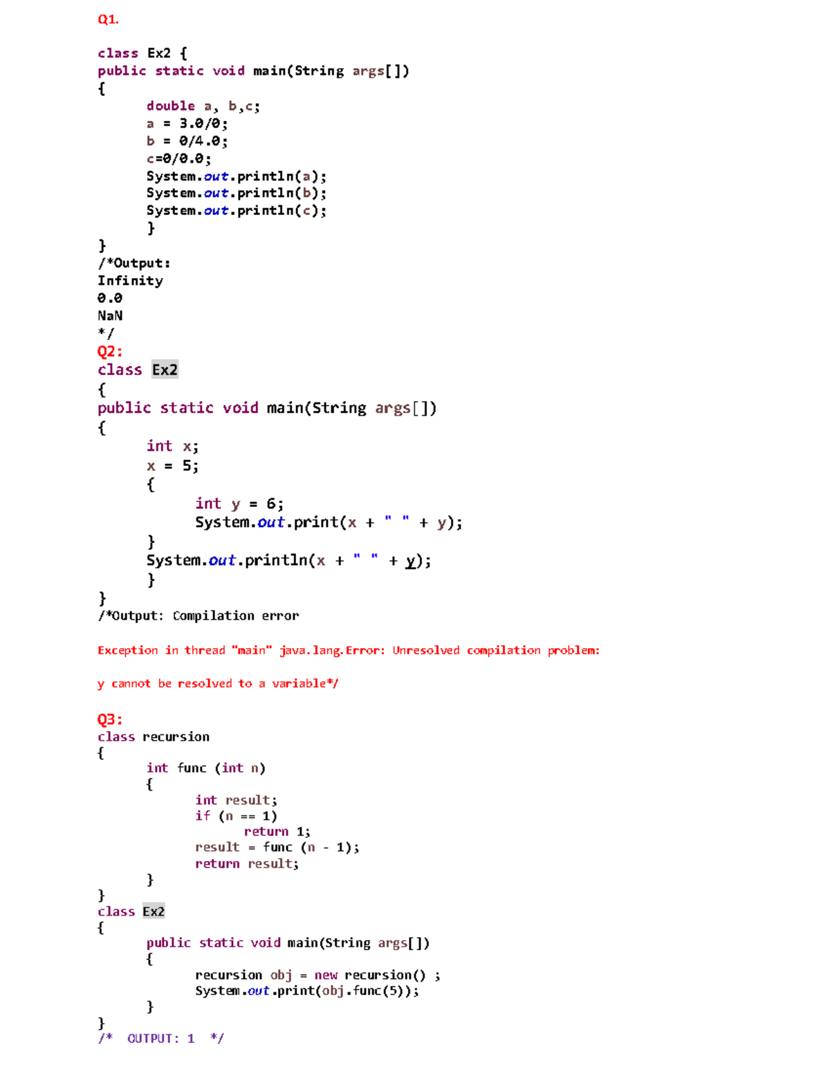 DSA - Question Notes for Class Ex2 and Recursion Concepts - Studocu