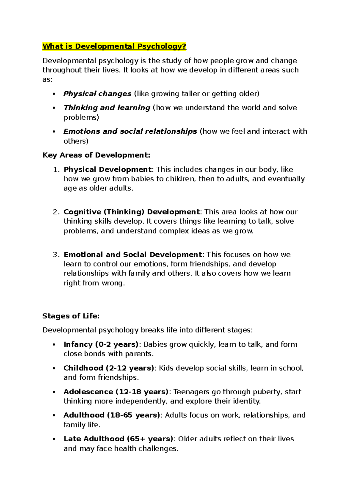Developmental Psychology Overview: Key Concepts and Theories (PSY 101 ...