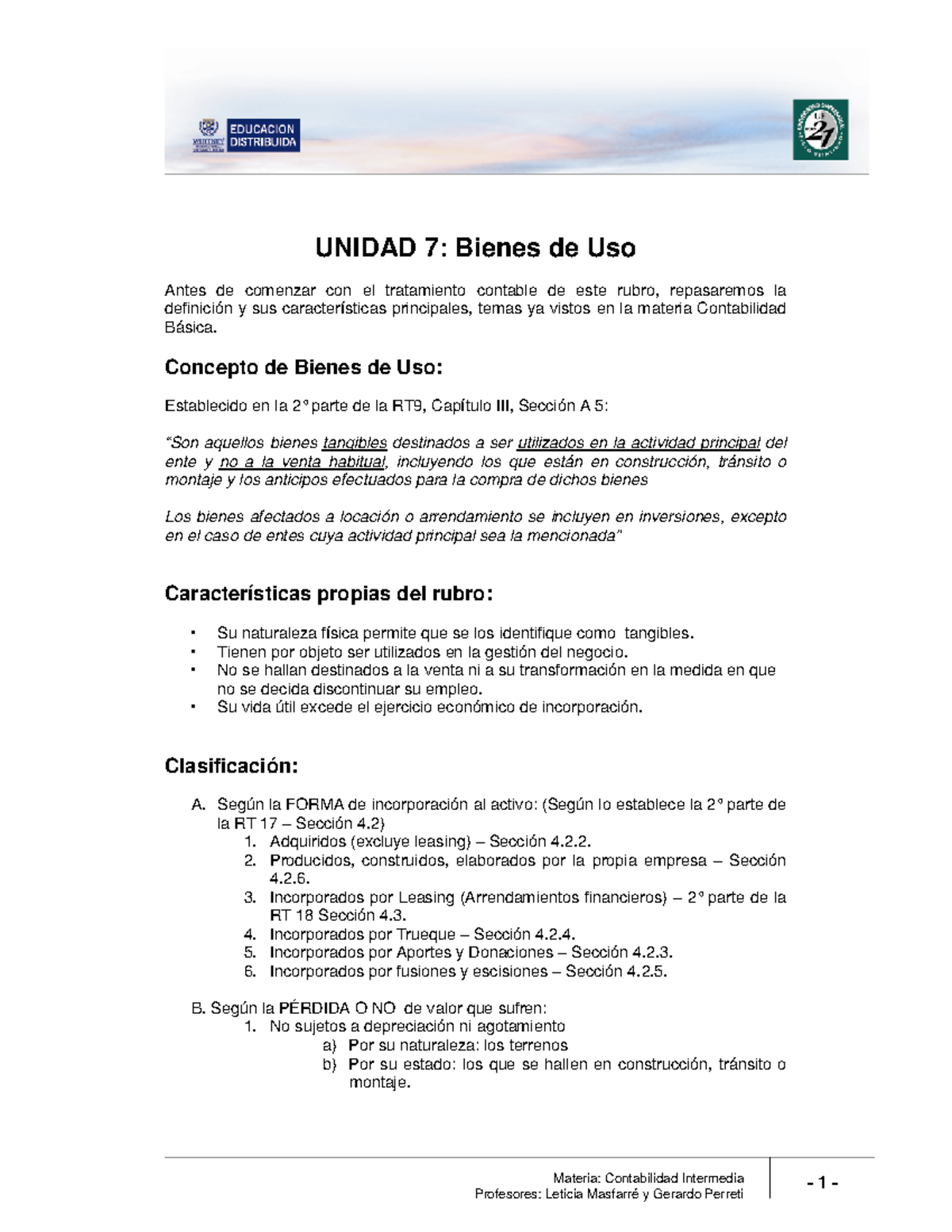 Unidad 7 - Bienes de Uso en Contabilidad Intermedia (Cód. Conti) - Studocu