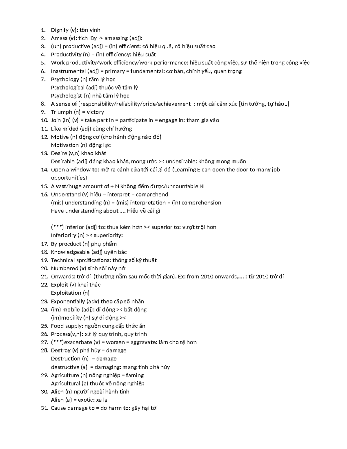 Vocabulary List - GCK: Key Terms and Definitions - Studocu