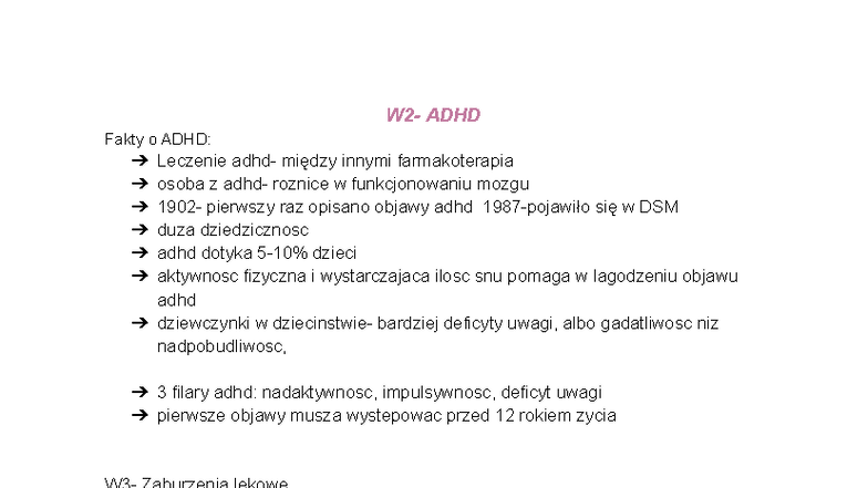 Najczęstsze zaburzenia psychiczne: ADHD, lęk, depresja i inne - Studocu