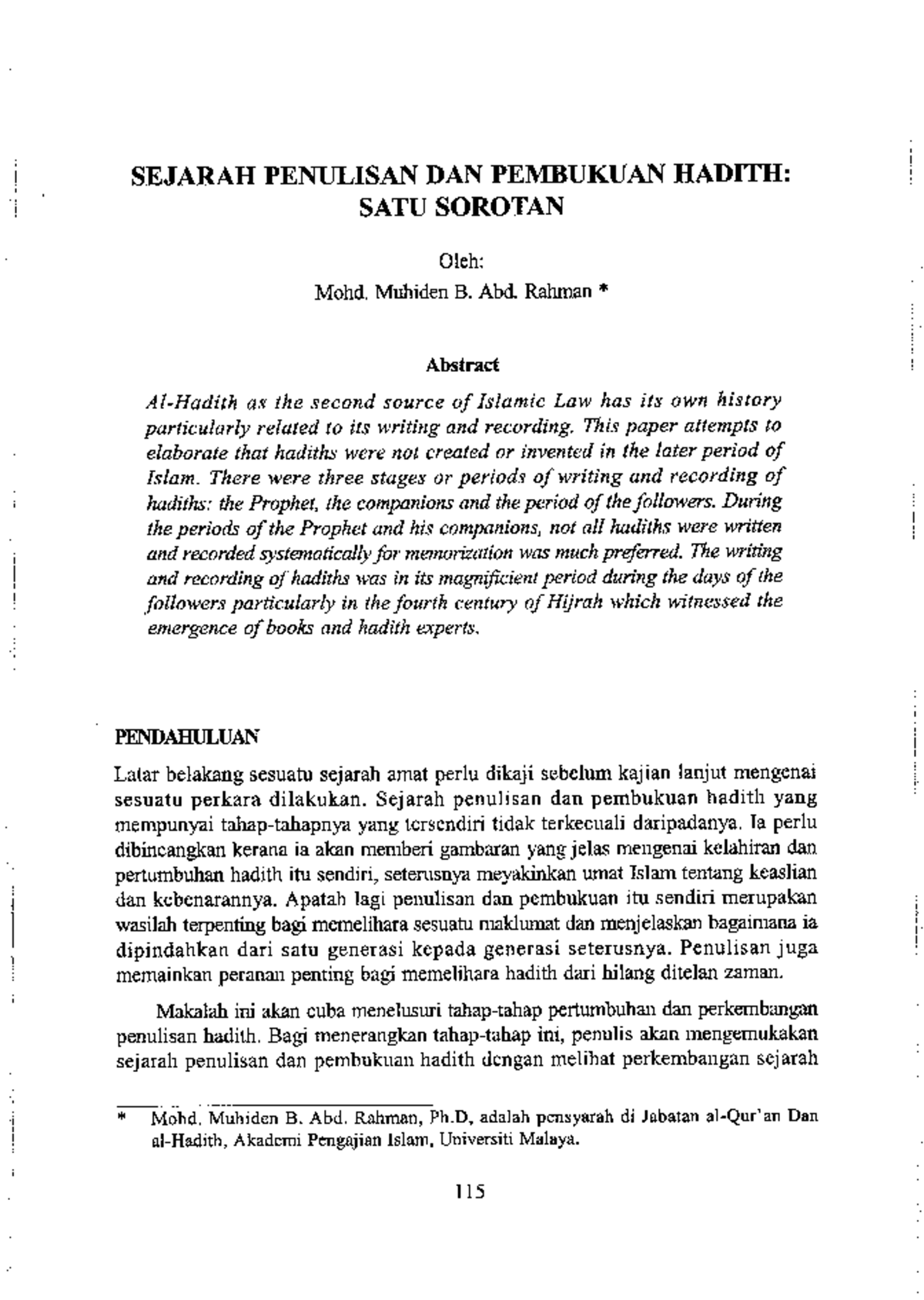 Penulisan Hadis - CTU NOTES - SEJARAHPENULISANDANPEMBUKUANHADITH ...