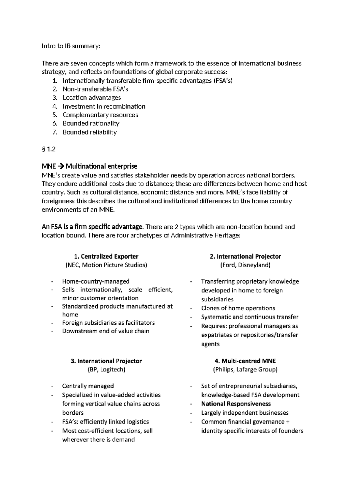 Intro to IB Summary: Key Concepts in International Business Strategy ...