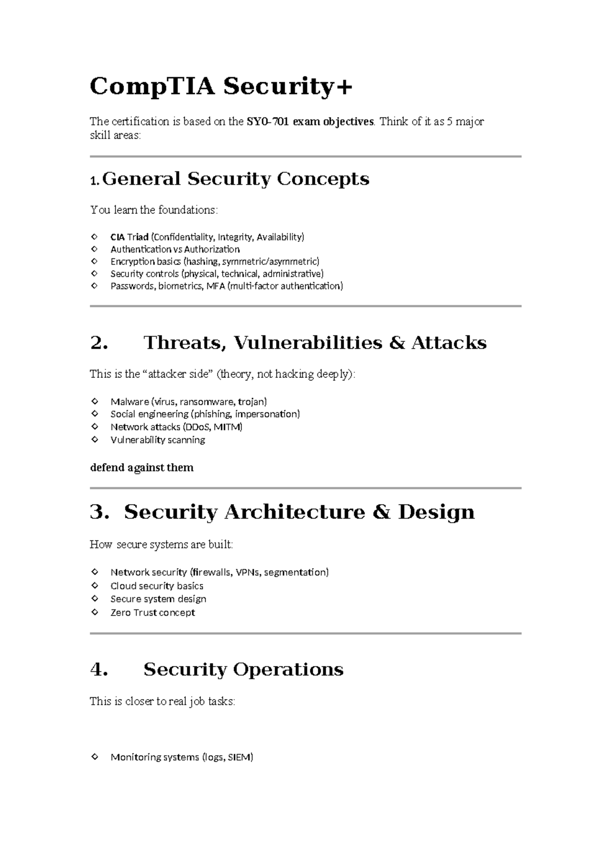 CompTIA Security Certification Exam Objectives Overview - Studocu