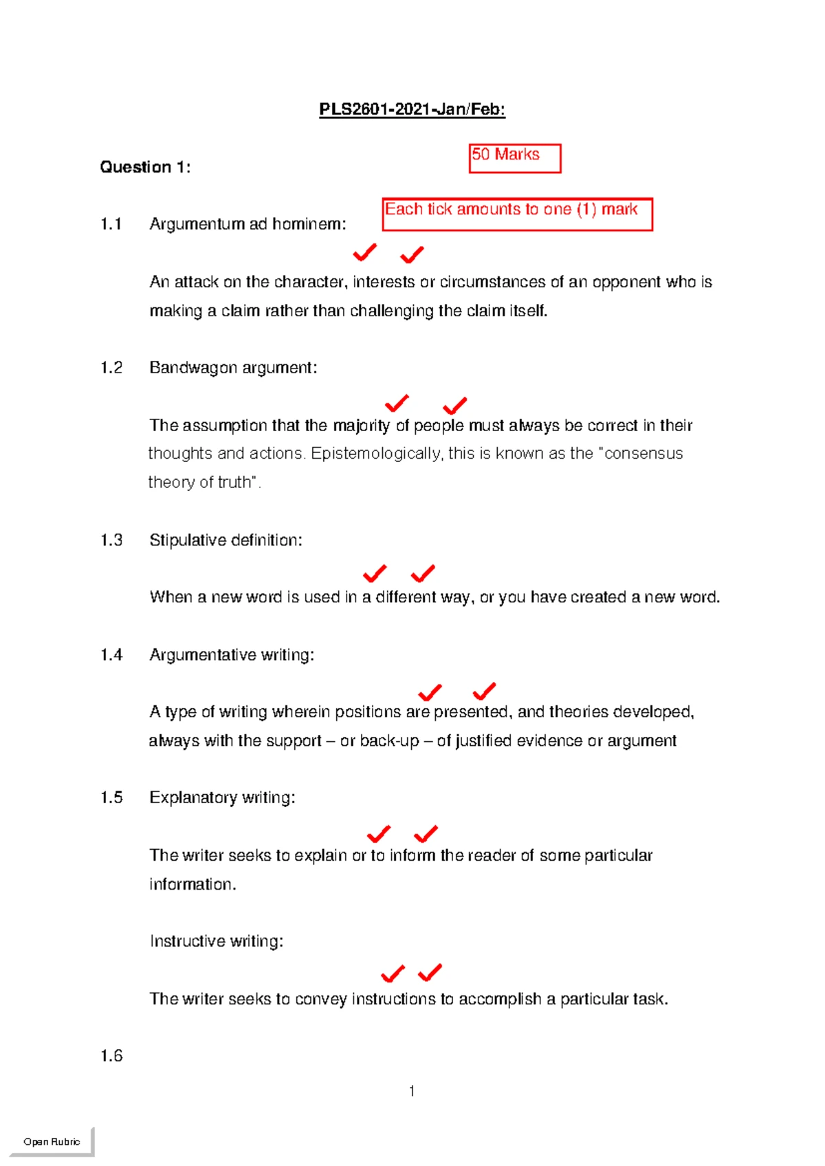 PLS2601 Final Exam: Critical Reasoning Jan-Feb 2022 Question Paper ...