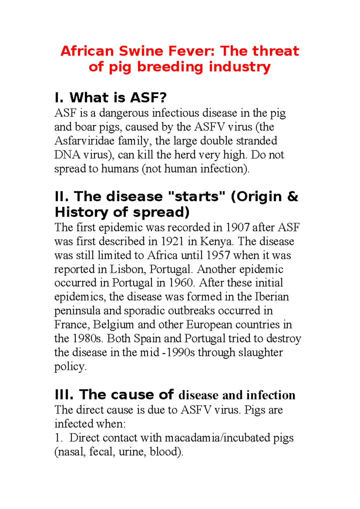 African Swine Fever (ASF) Overview and Control Strategies - Studocu