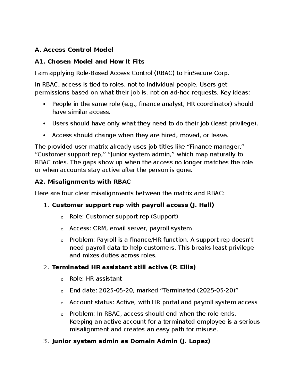 WGU C845 Task 1: Access Control Model & Policy Recommendations - Studocu