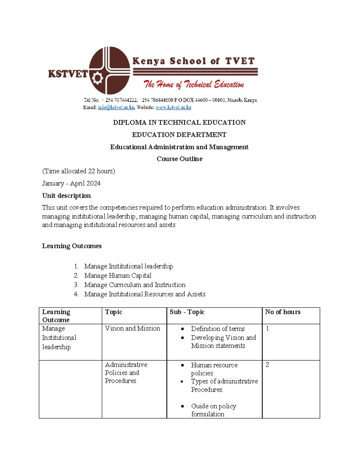 DIPLOMA IN TECHNICAL EDUCATION: Educational Admin & Management Course ...