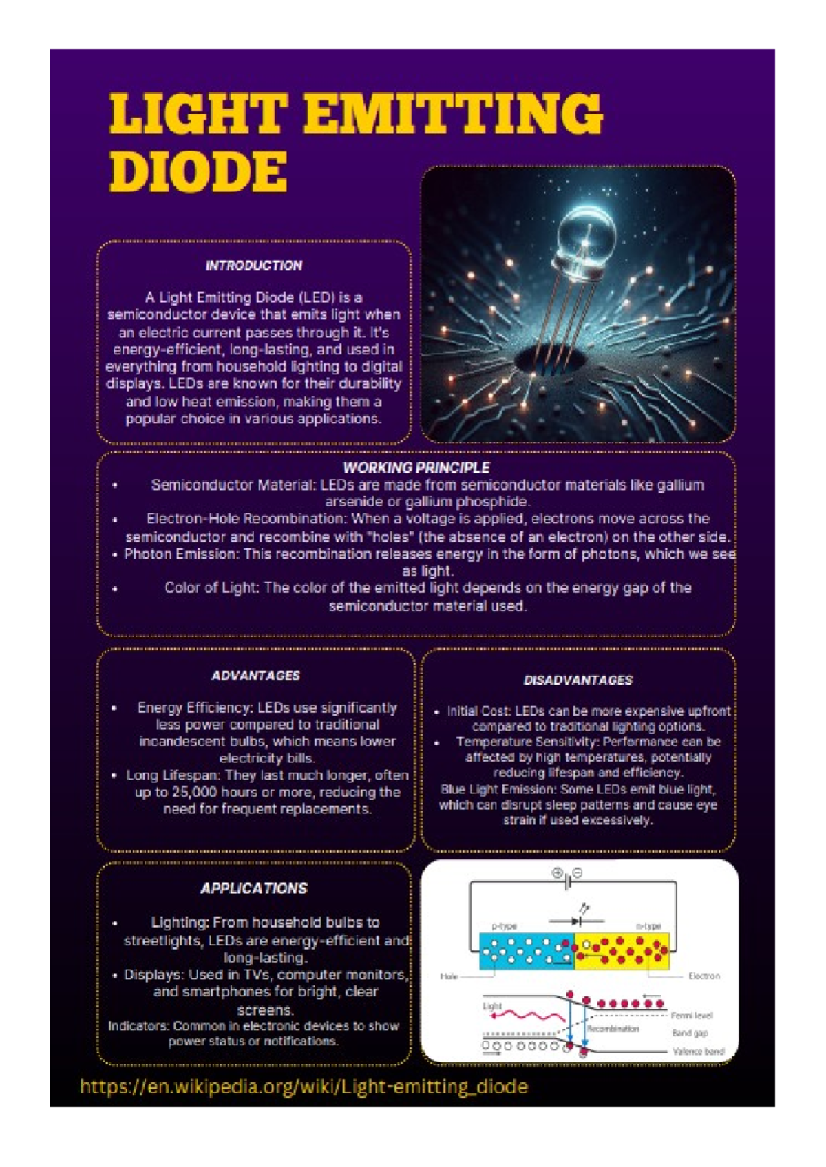 Led poster - LIGHT EMITTING DIODE INTRODUCTION A Light Emitting Diode ...