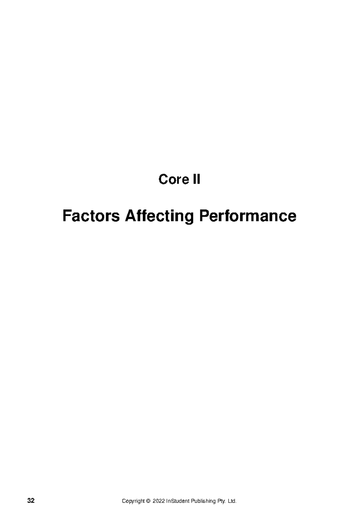 Core II Factors Affecting Performance: Training, Nutrition, and ...