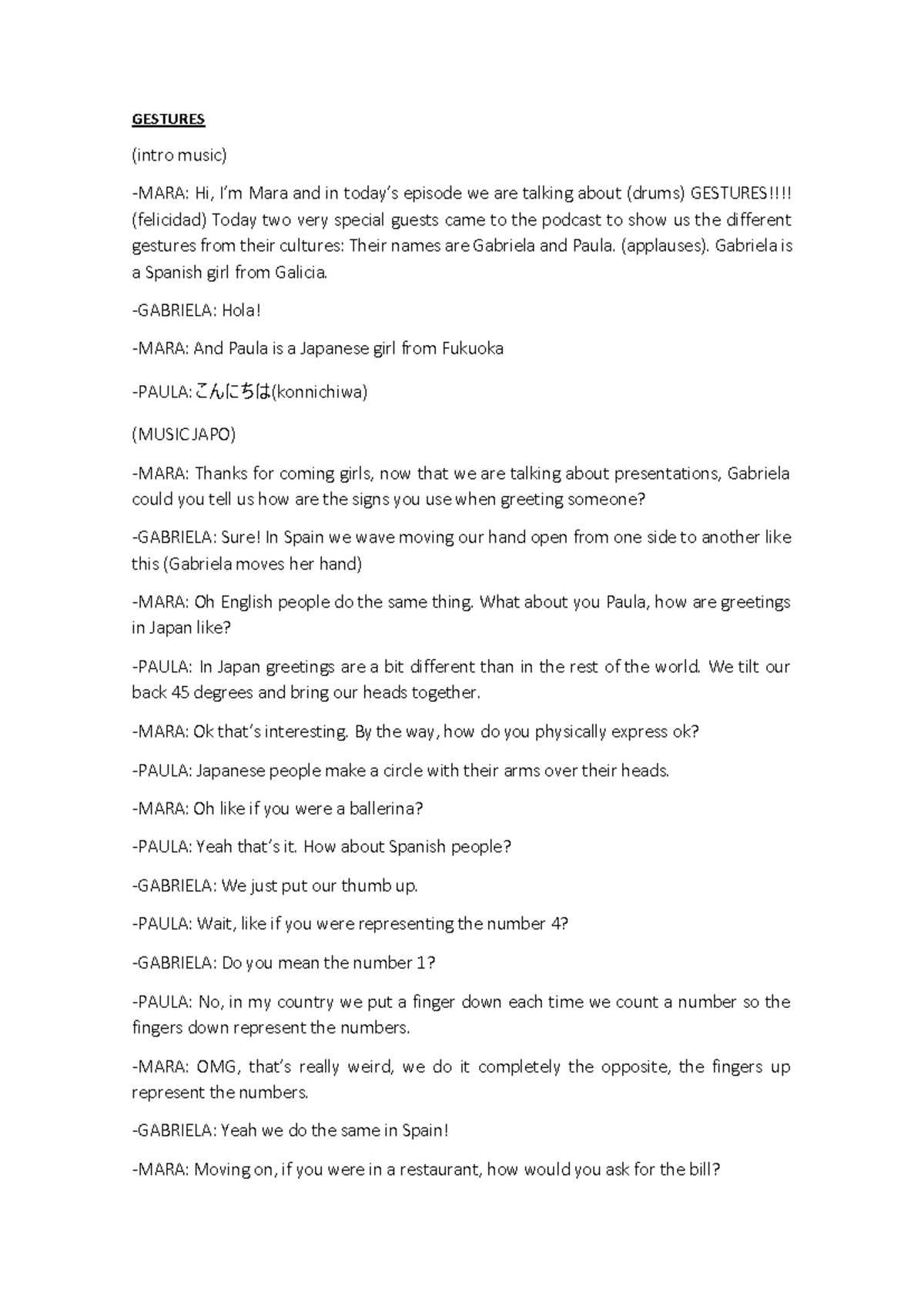 Gestures Across Cultures: A Podcast Script on Non-Verbal Communication ...