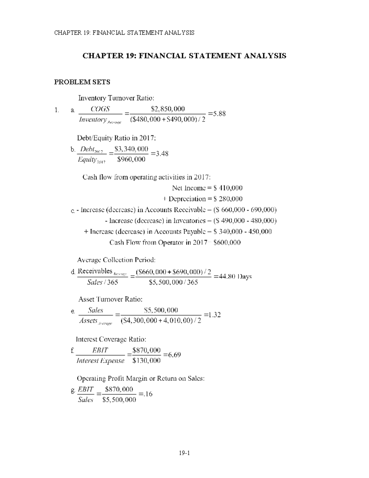 BKM11e Chap 19: Financial Statement Analysis Problem Sets - Studocu