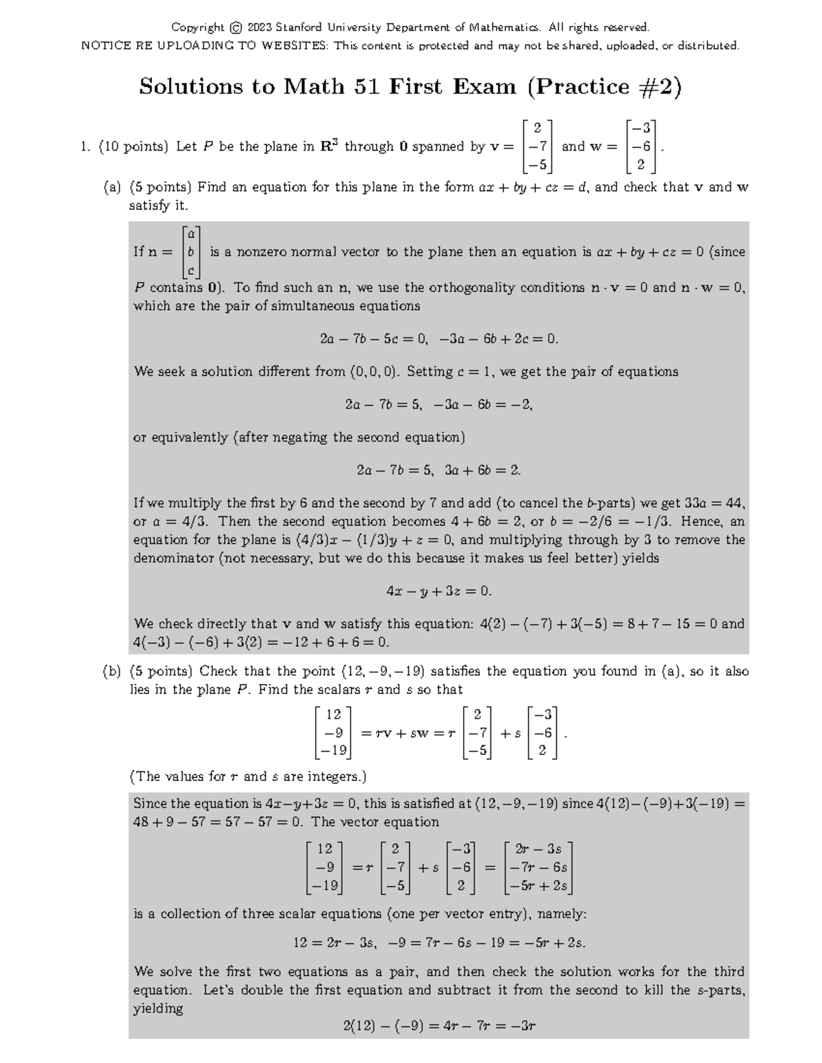 Math 51 Midterm Practice Exam 2: Complete Solutions Guide - Studocu