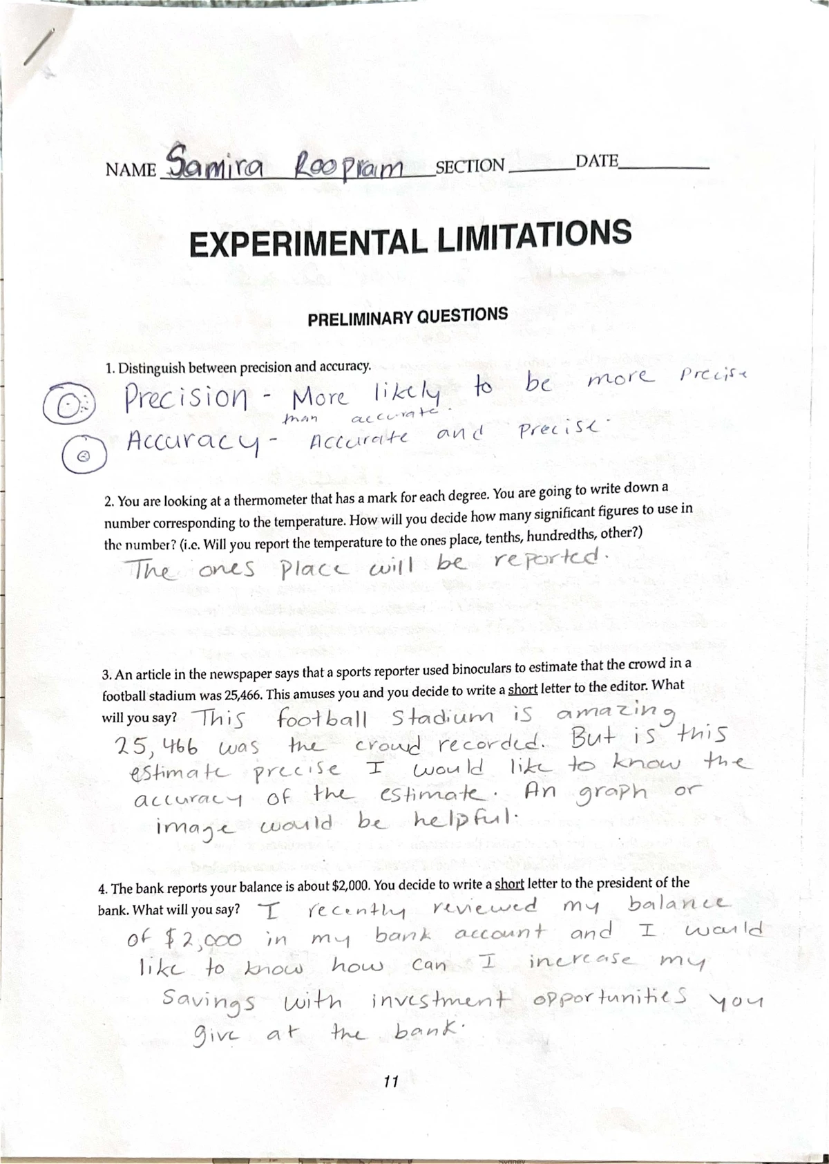 Experiment 11: Hess's Law Enthalpy Reaction PQs and Methods - Studocu