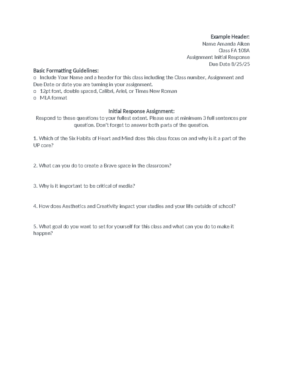 FA 108A Initial Response Assignment Guidelines and Questions - Studocu